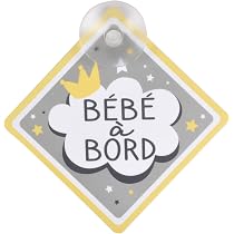 Autocollant Personnalisé Bébé à Bord Avec Ventouses - PVC Amovible Pour Fenêtre De Voiture (kit Complet)