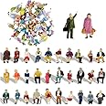 HhBdy Small Figures People 60-Piece Set Miniature Figures People Colour Model Railway Figures Various Poses Figures Miniature Figures for Model Railways Toy Figures People in Scale 1:87