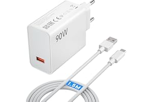 JICGHEMG Cargador 90w xiaomi, Cargador Poco x7 Pro, para Redmi K80, Xiaomi 15 14 13 Ultra, Xiaomi Poco F7 Pro Poco F6 5G, Redmi Note 14 13T 12S, Redmi K70E, Redmi Turbo 4, Turbo 3, 1.5M 6A Cable USB-C