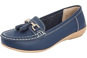 YINKA SHOES Damen-Mokassins aus echtem Leder, mit Quasten, flach, nautische Bootsschuhe, Slipper, Größe 36-42