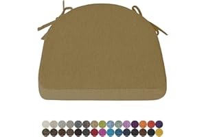 Lsjoaw 1 Stück Stuhlkissen Sitzkissen Stuhl 43X42X40X8 Sitzpolster mit Bindeband Rutschfestes Zierkissen Gartenkissen Halbrund Auflage für Stühle Indoor/Outdoor Sitzauflage,Yellowish Brown