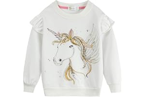 DHASIUE Sweat-shirt licorne mignon à manches longues pour bébé fille - T-shirt décontracté en coton pour enfants de 1, 2, 3, 4, 5, 6, 7 ans