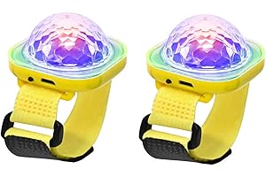 ‎LANCOON Lancoon Disco Ball Licht, 2er Pack Tragbare Mini Tragbare LED Lampe Nacht Stroboskop Uhr Armband USB Aufladen Sprachgesteuert mit Saugnapf für Kind Party Auto Tanzen DJ Club(Gelb)