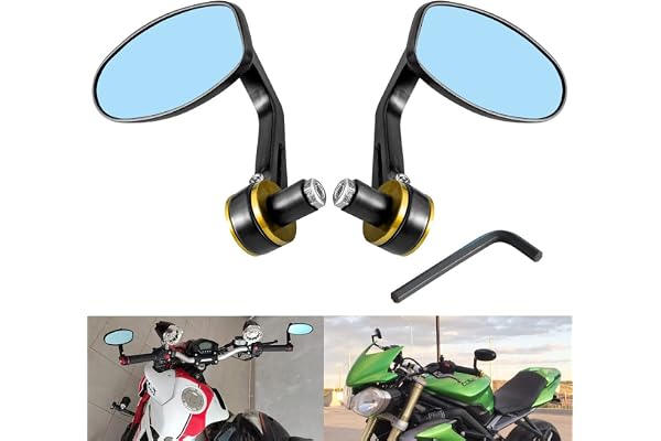 KATUR Rétroviseur Moto Or 7/8 Pouce 22 MM Alliage D'aluminium De Forme Ronde Universel Moto Guidon Rétroviseurs Latéraux pour Y amaha H Onda T riumph D ucati S uzuki