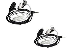 Retevis Oreillette pour Talkie-Walkie 1 Broche 3,5 mm, Radio Oreillett avec Microphone, Air Tube Oreillett avec PTT, Ecouteur Talkie Walkie Compatible RT622P RB619 (2 pièce)