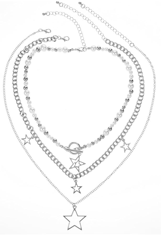 Y2k Collier étoile Avec 2 Bracelets, Collier En Argent Y2k Grunge Esthétique Emo Vintage Bijoux Mignon Collier Y2k Grunge Accessoires Pour Femmes Et