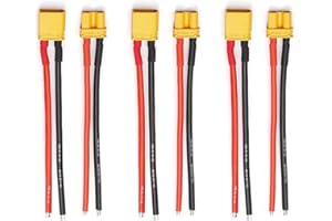 FLY RC 3Pairs XT30 Plug Male Female Connector with 100mm 16AWG Silicone Wire for RC LiPo Battery FPV Drone (XT30 Male Female Connectors)