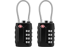 Lucchetto TSA， [Nuova Versione] [2 Pezzo] Diyife Lucchetto Valigia， Lucchetto TSA per Valigia USA，Lucchetto Combinazione 4 Cifre，Lucchetto Valigia USA per Viaggio Custodia， Valigie， Armadietto (Nero)