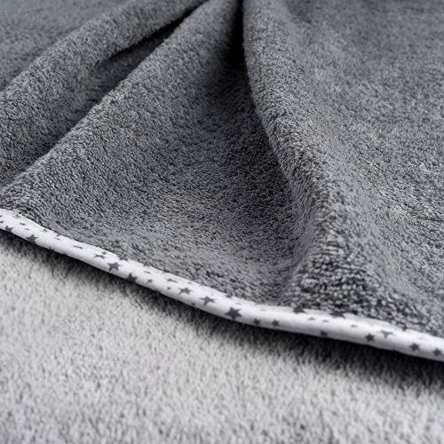 Baby Kapuzenhandtuch / Kapuzentuch 80×80 cm – inkl. 2 GRATIS Waschlappen – Schadstoffgeprüft nach Öko-Tex Standard 100 / Frottee – 100% Baumwolle – Sternchen Grau - 5