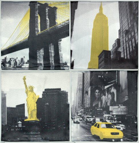 Kissenbezug 4er-Set NEW YORK BROADWAY/BROOKLYN BRIDGE/EMPIRE STATE BUILDING/FREIHEITSSTATUE 40×40 cm - 3