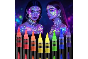 AYBUY UV Led 8 färger ansiktsfärg pennor | Fosforescerande kroppsfärgmarkörer, tvättbara tatueringsmarkörer för hud, nr?l, halloweenfest