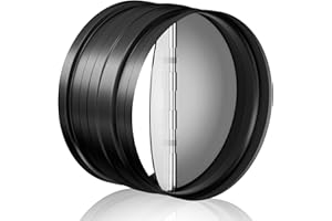 Hon&Guan 150mm Duct Connector with Backdraught Shutter 6 Inch Ducting Pipe Connector with Backdraft Damper Flap, Rubber Gasket, One-Way Airflow, Black Galvanized Steel