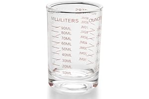 MISS VETTY Measuring Cup Shot Glass 3 Ounce/90ML Liquid Heavy High Espresso Glass Cup (Red)