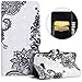 Produktbild Galaxy A3 2017 Hülle,Galaxy A3 2017 PU Leder Klapphülle Lederhülle,Surakey Handyhülle Samsung Galaxy A3 2017 PU Leder Wallet Tasche Brieftasche Schutzhülle,Bunte Kunst Gemalt Malerei Muster Handys Schutz Hülle PU Leder Flip Hülle Ledertasche im Bookstyle Cover Schale Weiche Silikon Etui Karten Slot und Magnetverschluß Etui Handytasche Flip Wallet Case Kunstleder Tasche Cover für Samsung Galaxy A3 2017 ,Schwarze Spitzen blumen