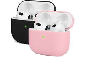 2X Kompatibel mit AirPods 3 Generation Hülle 2021, Mocarheri Ultra-dünnes, Silikon Stoßfeste Weiches Schutzhülle für AirPods 3, Voller Schutz für AirPods 3 Case Cover,Schwarz/Rosa