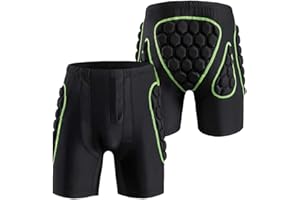 Irfora Pantalone Imbottito per La Protezione Dell'Anca con Armatura Anca Verde da Uomo - per Lo Snowboard Pattinaggio su Pista da Sci - per La Vita 23,6 "-33,8" Altezza 165-170 Cm Peso 55-65 kg