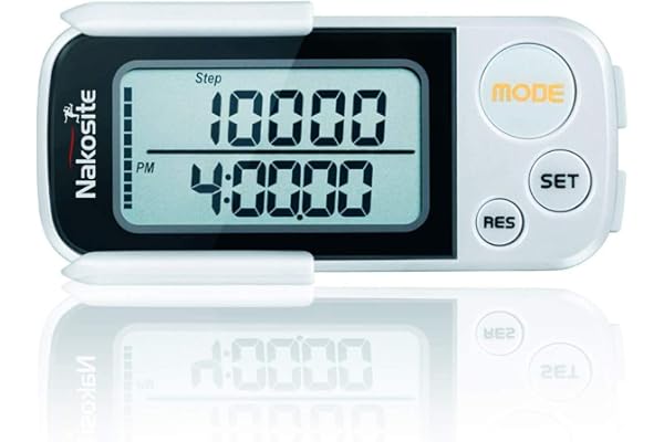 NAKOSITE Le Meilleur podomètre Marche 3D avec Sangle et Clip, Compteur de Pas de précision, Distance (Km et Miles), Calories Brûlées, Mémoire de 30 Jours