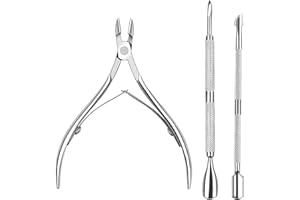 OLISANG 3 Pezzi Kit per la cura delle cuticole spingi cuticole, Forbicine per cuticole Acciaio Inox Cuticola Remover e Taglierina per Unghie e Unghia del Piede,Argento
