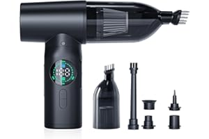 ‎NGTECO NGTeco Druckluftstaubtuchreiniger, 100000 U/min Handheld Elektrisch 3 in 1 Luftgebläse, Staubsauger mit 7500mAh Akku, 6.8Kpa Saugkraft, LED-Anzeige, Licht, Kabellos für Auto, PC, Laptop, Tastatur