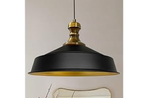 ‎BAMYUM bamyum Asletl-Knob Hängelampe Industrial Vintage, Küchenlampe Hängend Ø41 cm Lampenschirme, Hängelampe Küche Esstisch Vintage, Hängeleuchte Metall, Pendelleuchte, Wohnzimmerlampe, Küchenlampe Schwarz