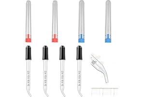 NAZAZ Ensemble de 4 Pipettes Compte-Gouttes en Verre de 1 ml avec Pointes Droites et Incurvées pour Dosage Précis - Idéal pour Huiles Essentielles, Laboratoire, Alimentation, et Soins de Santé