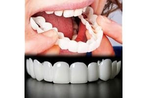 Wttfc Denti Finti,2 Coppie Faccette Denti Finti, Dentiera Provvisoria,Naturale Dentiera, Istantanee Sorriso Dentiera Cosmetici Superiore E Inferiore per Uomini E Donne Copertura di Denti Imperfetti