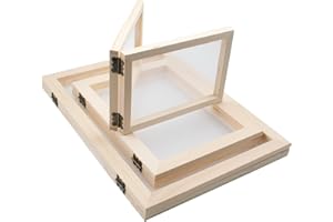 KeaJuidy 3 Stück Holz Papierherstellung Rahmen Doppelschichtiger Papierrahmen Papierschöpfrahmen Schöpfrahmen für DIY Papierhandwerk 3 Größen