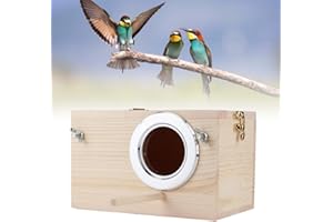 FOCKET Wood Breeding Nest,Wooden Bird Nest Box,Budgie Nesting House, Aviary Cage Box for Lovebirds Cockatiel Parrot Canary African Greys Mating Aviary Box/Birds Breeding Use (12x12x19.5cm)