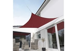 Kookaburra Waterproof Garden Sun Shade Sail Canopy in Wine 98% UV Block (3.6m Square)