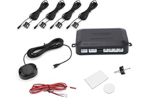 YOSOO HEALTH GEAR Car Reversing Sensor Kit, Car Reverse Backup Radar System Parking Sensor Kit Vehicle Backup Assist Systems Auto Radar System Buzzer Alarm with 4 Sensors, Black