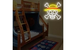 XJNOLGXIQU One Piec Enseigne au néon Anime One Piec LED Signe Luffy Tête de Crâne Néons pour Décoration Murale Lumières pour Petits Garçons et Filles Convient pour la Décoration Murale de Chevet