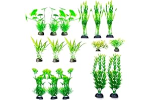 ‎BEGONDIS BEGONDIS 16 Stück Künstliche Kunststoff-Pflanzen, Aquarium Dekorationen Grüne Wasserpflanzen, Grüne Aquarium Dekorationen Pflanze, Aquarium Dekor, Aquarium Dekor Kunststoff-Pflanzen