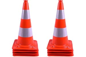 ZincOrange Pack de 8 Conos de Tráfico, Conos de Seguridad con Cinta Reflectante y Material PVC para Seguridad Vial, Estacionamiento, Entrenamiento Deportivo y Actividades al Aire Libre (50cm H)