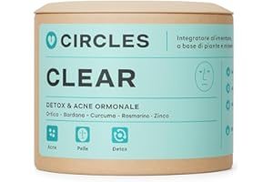 Integratore di Zinco Bisglicinato 24 Mg + Bardana, Ortica, Rosmarino e Curcuma | Pelle, Capelli, Unghie, Sistema Immunitario | Vegan | 60 Compresse Circles CLEAR