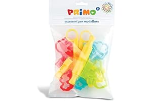 PRIMO Akcesoria do ugniatania, zestaw 12 foremek do wycinania ciastek (zwierzęta, natura, pojazdy), 1 wałek do ciasta i 1 nożyczki