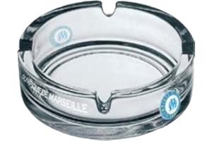 OLYMPIQUE DE MARSEILLE La Plume Dorée Cendrier Rond en Verre Verre Multicolore 10,60 x 3,5 x 10,60 cm
