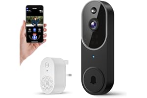 BoilNano 1080P Video Doorbell Camera Wireless, Cloud Storage, Live View, 2-Way Talk, Night Vision, Included Ring Chime, 2.4Ghz WiFi, Real-Time Alert for Indoor/Outdoor Surveillance (Silver)