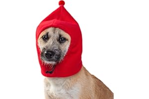 BT Bear Plush Dog Hats,Warm Pet Cover,Winter Hat Dog Head Wrap Quiet Ears for Dogs,Muffs Noise Protection for Small Medium Dogs (Red,S)