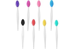 EXQUIMA 8 PCS Pore Brush, Silicone Exfoliating Brushs,Lip Brush Tool, Nose Blackhead Clean Lip Scrubber Tool, Double-Sided Lips Scrub Brushes for Men Women Dark and Chap Lip