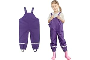 Fjquamitix Kids Waterproof Rain Trousers Boys Girls Mud Dirty Proof Pants with Reflective Strip for Rain Pants Children Windproof for Age 3-10 Years