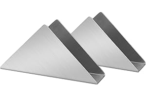 LIDWOT Lot de 2 porte-serviettes en acier inoxydable argenté, porte-serviettes triangulaire minimaliste en métal, organisateur distributeur de serviettes de cocktail.