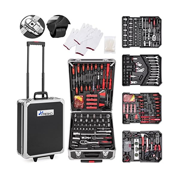 TRESKO Werkzeugkoffer 949 teilig | Werkzeugkasten | Werkzeugkiste | Werkzeugtasche | Werkzeug Set | Werkzeug-Trolley | Chrom-Vanadium Stahl