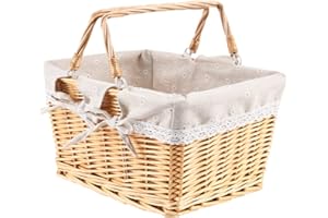 EIRONA Cabilock - Cestino in vimini con fodera, taglia S, colore: rosso a quadretti