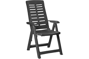 FineHome Garden Chair Folding Chair 5-Way Adjustable Position Chair Weather-Resistant Anthracite Plastic