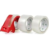 BOMEI PACK 3 Rolls 48mmx66m Transparent Adhesive Packaging Tape for Packaging Cardboard Boxes Shipping and Moving Heavy Duty