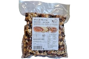 MANDORLE MELI Mix Frutta Secca Sgusciata Siciliana - Mandorle Tostate, Mandorle Tostate Pelate, Nocciole, Noci e Uvetta - Fonte di Vitamine e Fibre Senza Glutine (1kg)