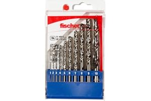 Fischer Set 10 Punte Trapano per Metallo, Professionali in Acciaio HSS-G, Diametro 1-2-3-4-5-6-7-8-9-10 mm, Attacco Cilindrico, per Acciaio, Lamiera, Ferro, Ghisa, Alluminio, 536603