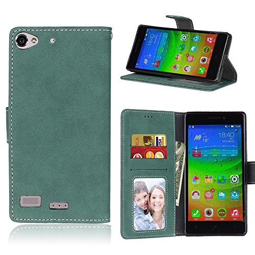 Lenovo Vibe X2 Case Leather, Ecoway Retro Scrub PU Leather Stand Function Protective Cases Covers with Card Slot Holder Wallet Book Design for Lenovo Vibe X2 - green