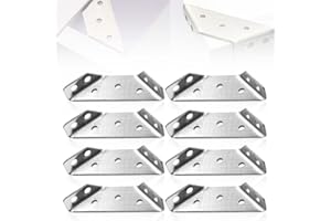 ZYNCUE 8Pcs/Set Stainless Steel Corner Brackets, Universal Furniture Corner Connector Triangle Right Angle Bracket Fastener for Wood Shelf Cabinet Table Chair
