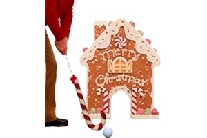 LESUNBAK Gingerbread Golf Game Set, Candy Stick Ball Gingerbread House Goal, Funny Christmas Golf Toy Kit With Candy Sticks, Balls and Ginger-bread House Goal for Holiday Family Game Cute Party Home Decoration